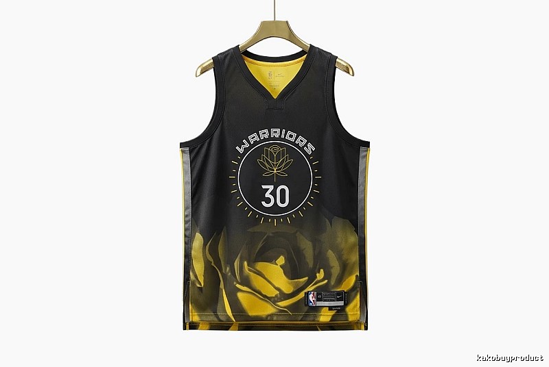 Curry Warriors black and yellow trendy brand jersey