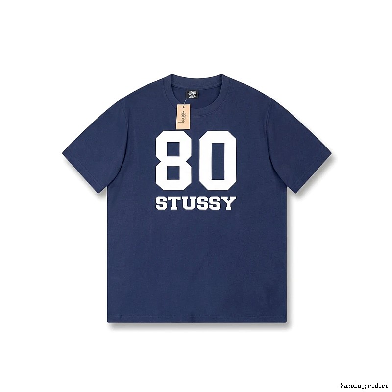 Deep blue T-shirt with Stussy digital printing