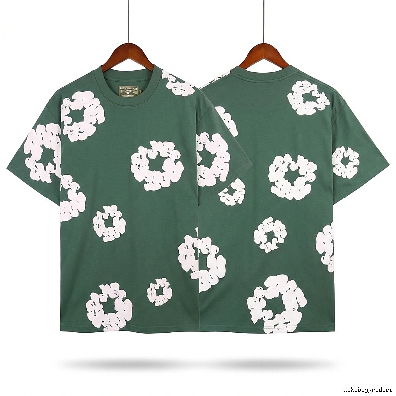 DENIM TEARS retro-style green short-sleeve