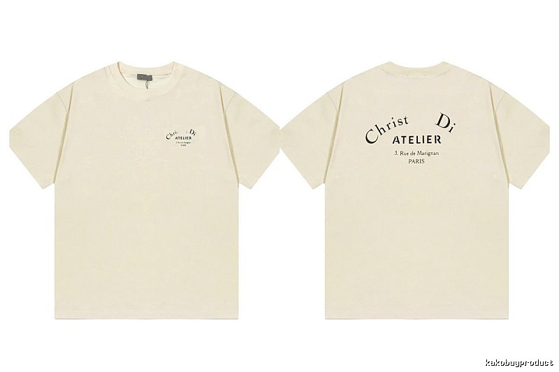 Dior Atelier Minimalist Style Beige Short-sleeve T-shirt