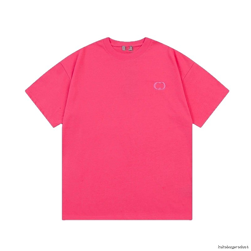Dior Embroidery Collection Minimalist Style Dragon Fruit Pink Short-sleeve T-shirt