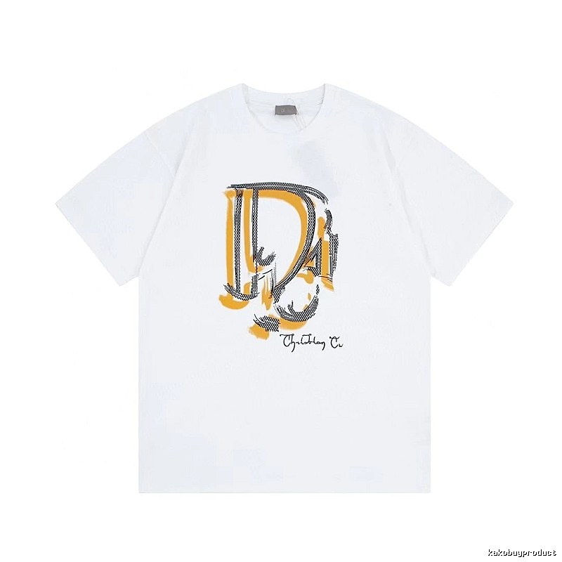 Dior Graffiti Print Casual Style White Short-sleeve T-shirt