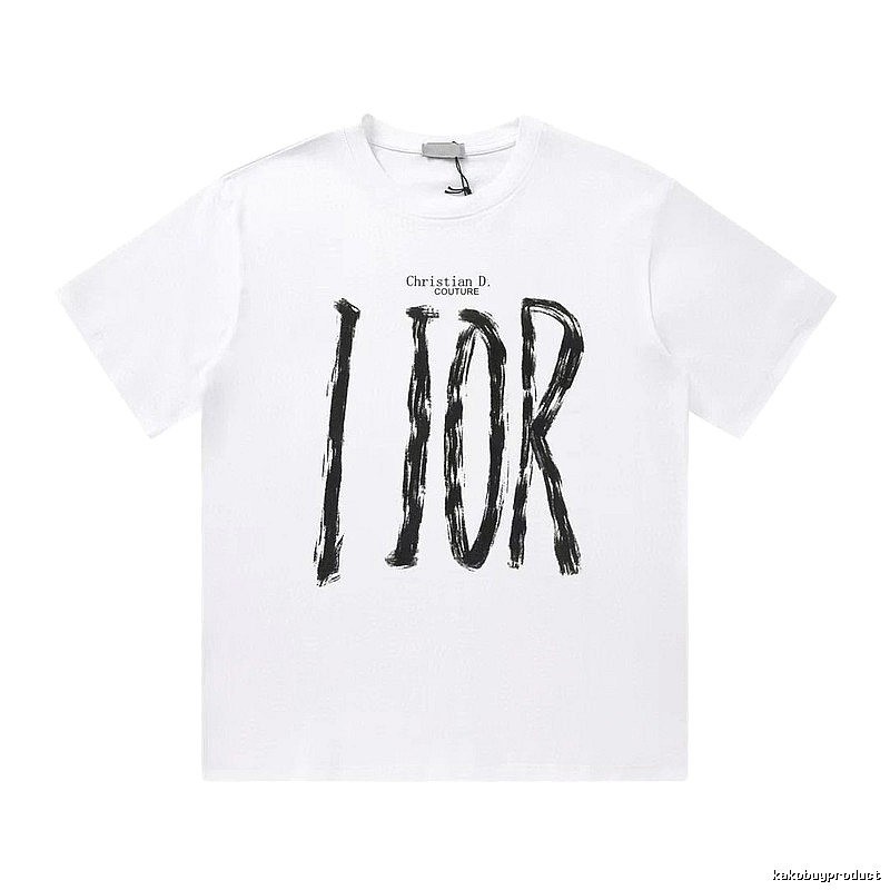 Dior Haute Couture Graffiti Casual Style White T-Shirt