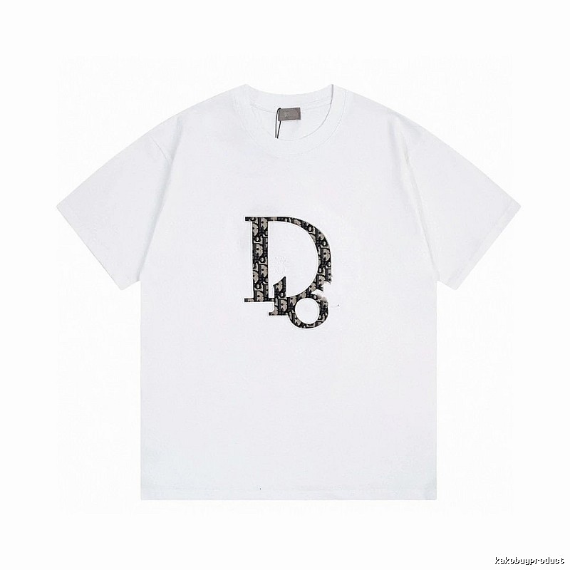 Dior Monogram Light Luxury Style White Short-sleeved T-shirt