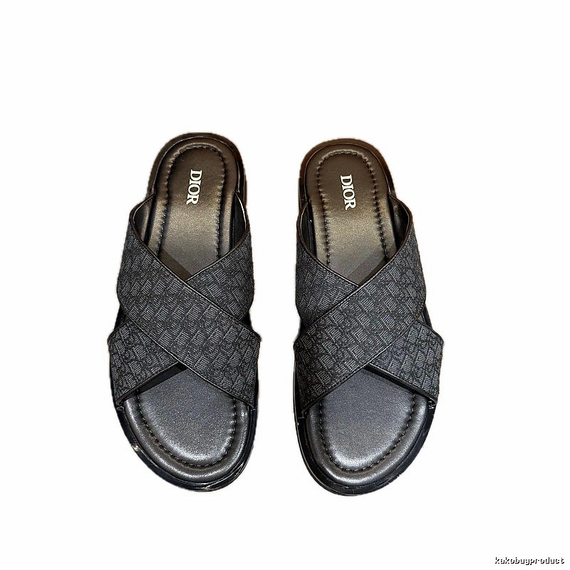 Dior Oblique Casual Style Black Slides