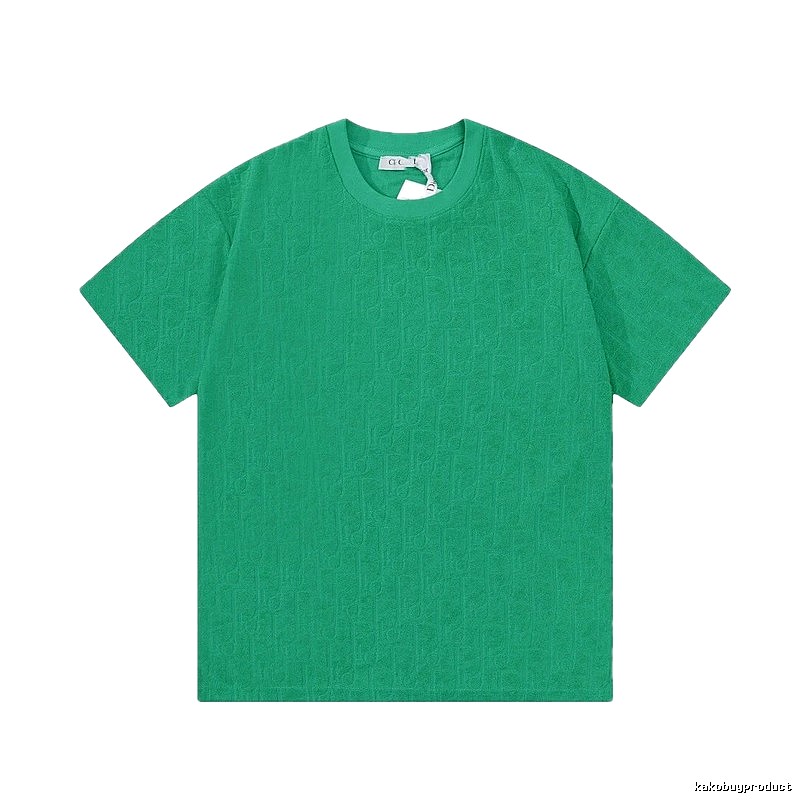 Dior Oblique Collection Casual Green Short-sleeve T-shirt