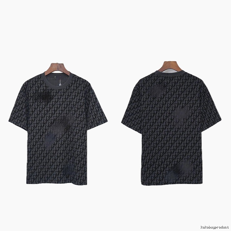 Dior Oblique Streetwear Collection Dark Grey Short-sleeve T-Shirt