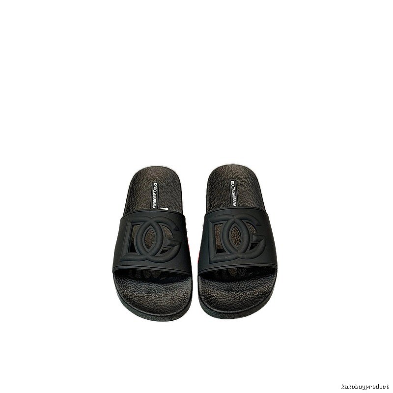 Dolce & Gabbana DG Embossed Casual-style Black Slippers