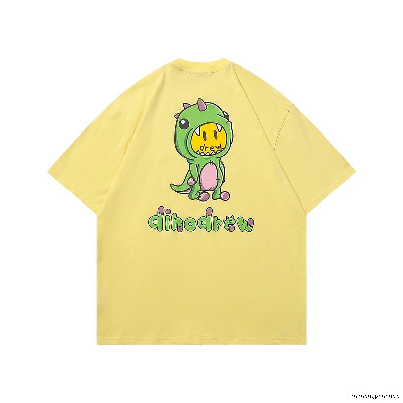 DREW Dinosaur Print Street Style Yellow Short-sleeve T-shirt