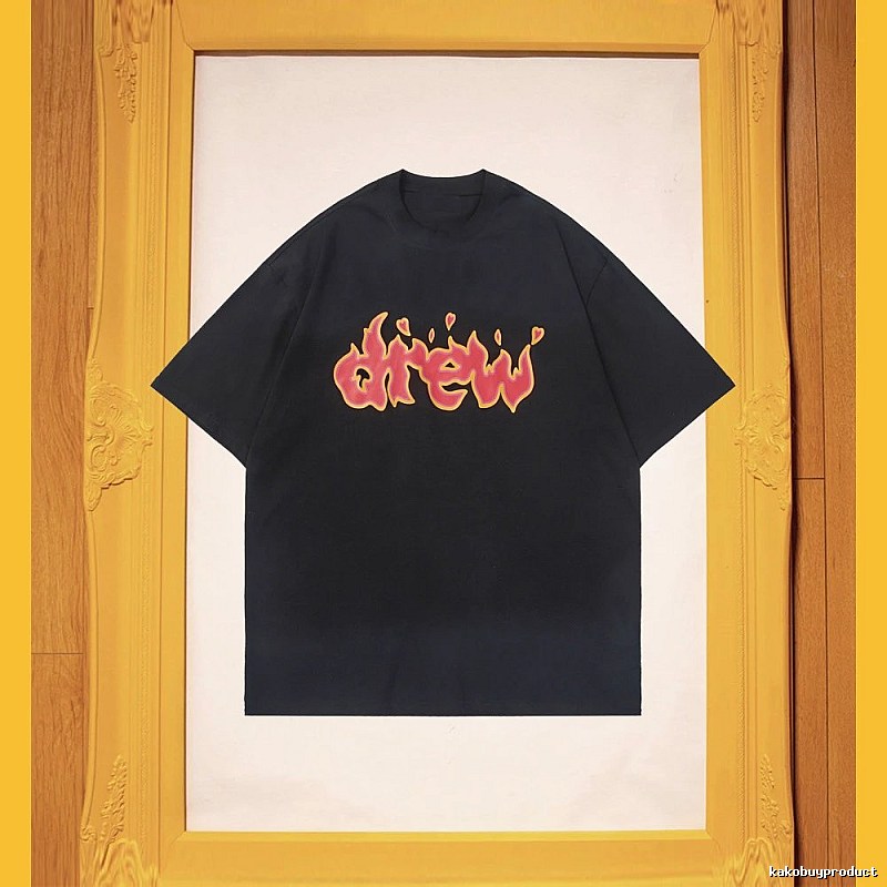 DREW Flame Heart Street Style Black T-shirt