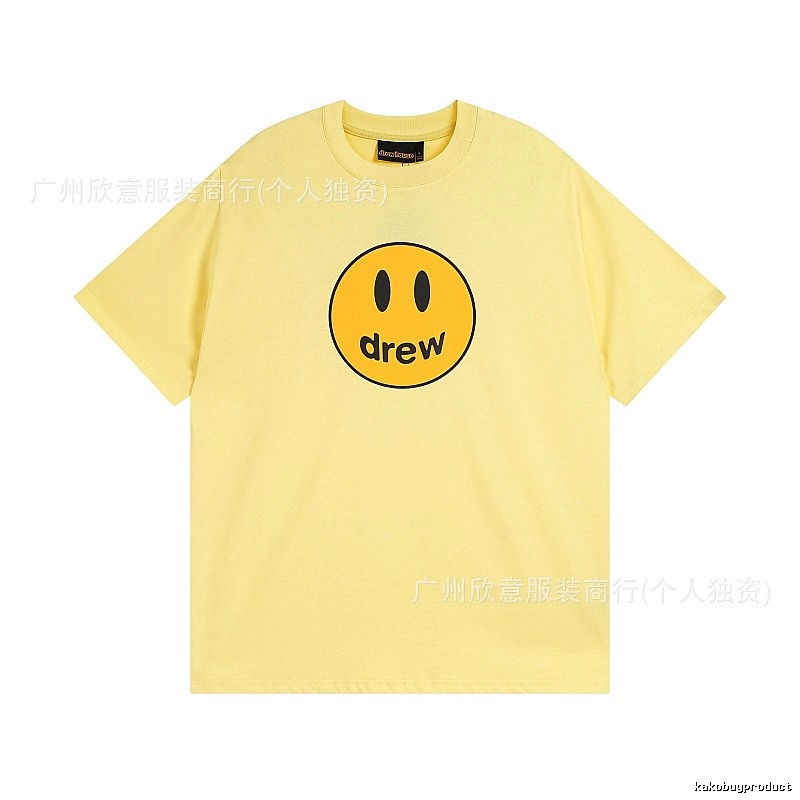 DREW Smiley Face Series Street Style Light Yellow T-shirt