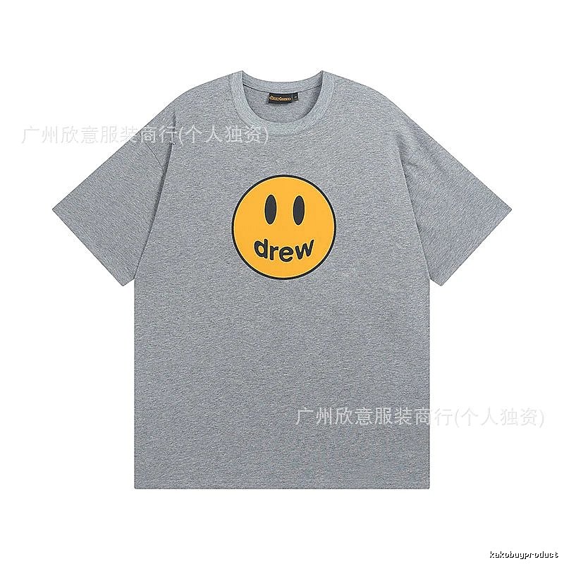 DREW Smiley Series Street Style Gray T-shirt