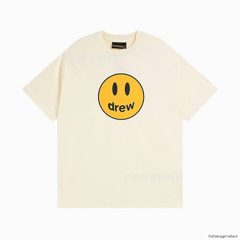 DREW Smiley Street Style Off-white Short Sleeve T-Shirt