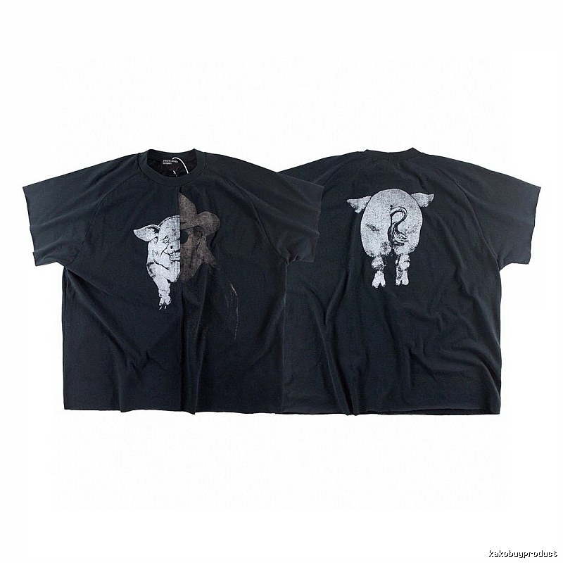 ERD GRJKD Pig Head Print High Street Black T-Shirt