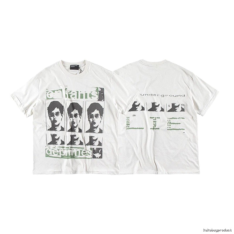 ERD GRJKD Portrait Print Vintage Off-white T-Shirt