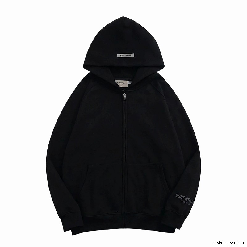 ESSENTIALS minimalist style black hoodie