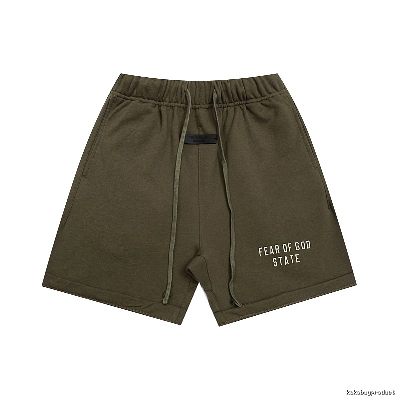 ESSENTIALS Sporty Military Green Shorts