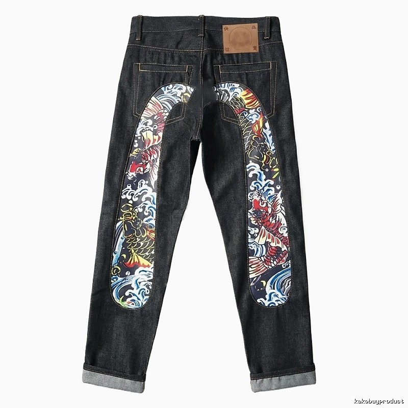 EVISU Koi Carp Trendy Black Jeans