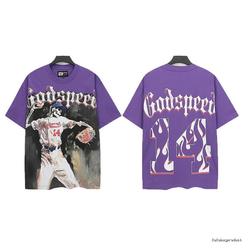 Godspeed Baseball Skull Street Style Purple T-shirt