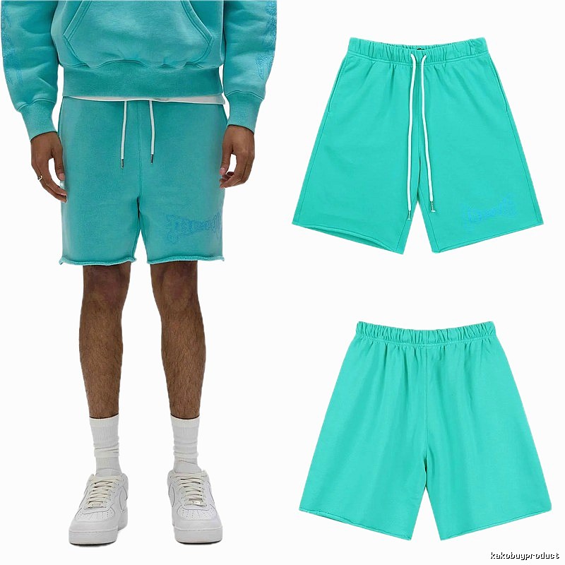 Godspeed Embroidered Street Style Lake Blue Casual Shorts
