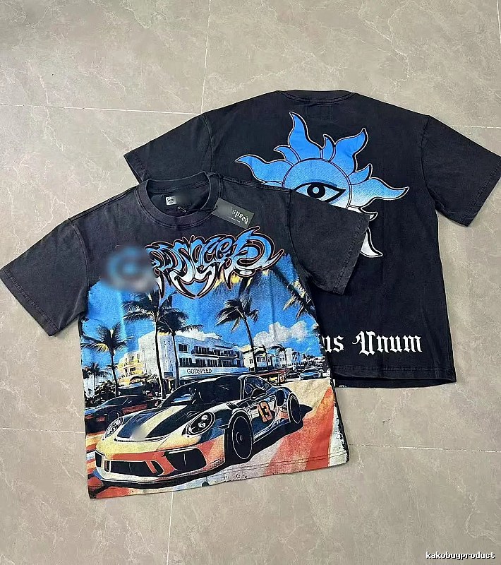 GODSPEED Racing Print Street Style Black Short Sleeve T-shirt