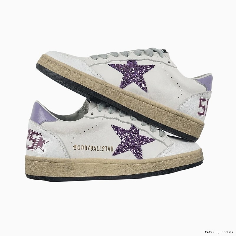 Golden Goose Star Trendy Brand White and Purple Shoes