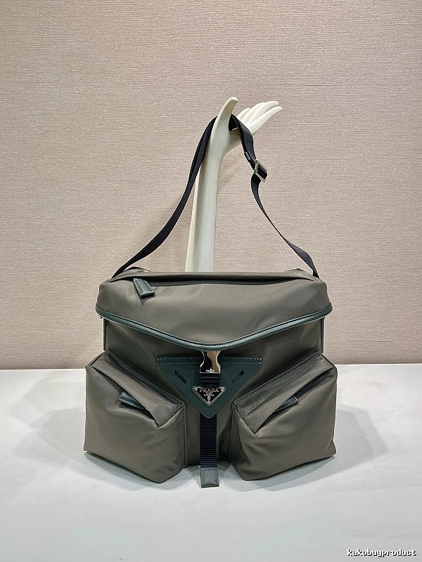 Gray Geometric Shoulder Bag Prada Shoulder Bag for Daily Rotation