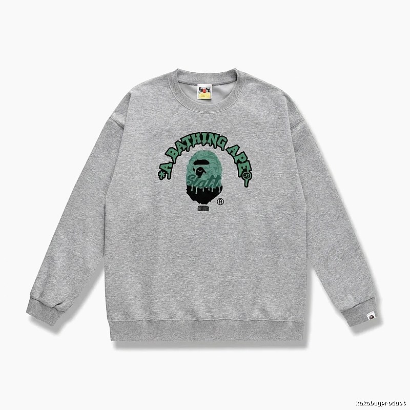 Grey hoodie with Bape Ape Head logo