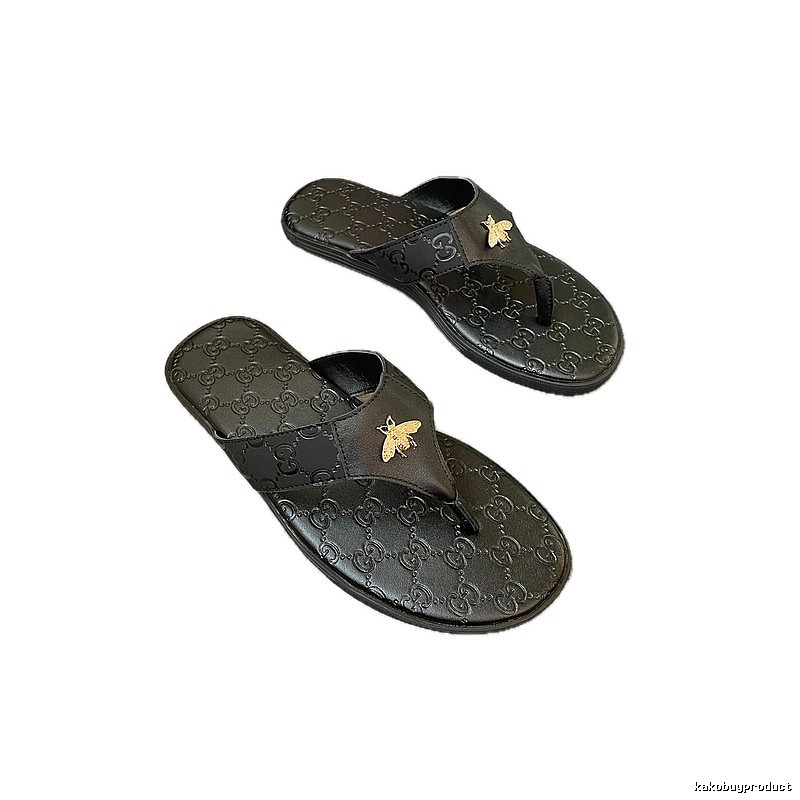 Gucci Bee Series Light Luxury Style Black Flip-Flops