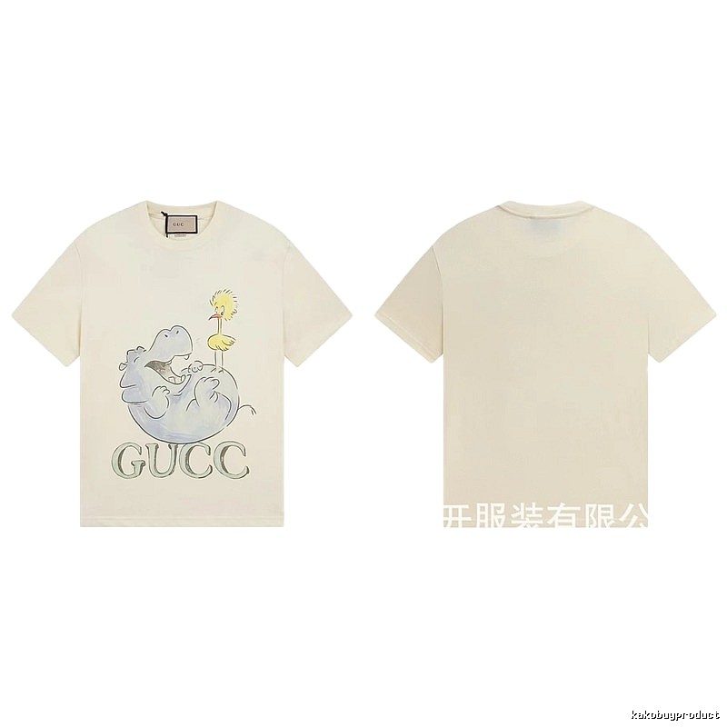 Gucci Cartoon Hippo Casual Off-white T-shirt