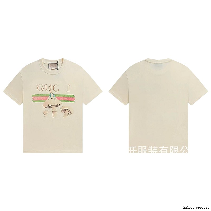 Gucci Co-branded Retro Style Off-white Printed T-Shirt