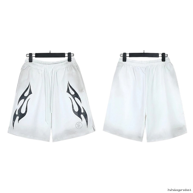 Hellstar Flame Wind White Shorts