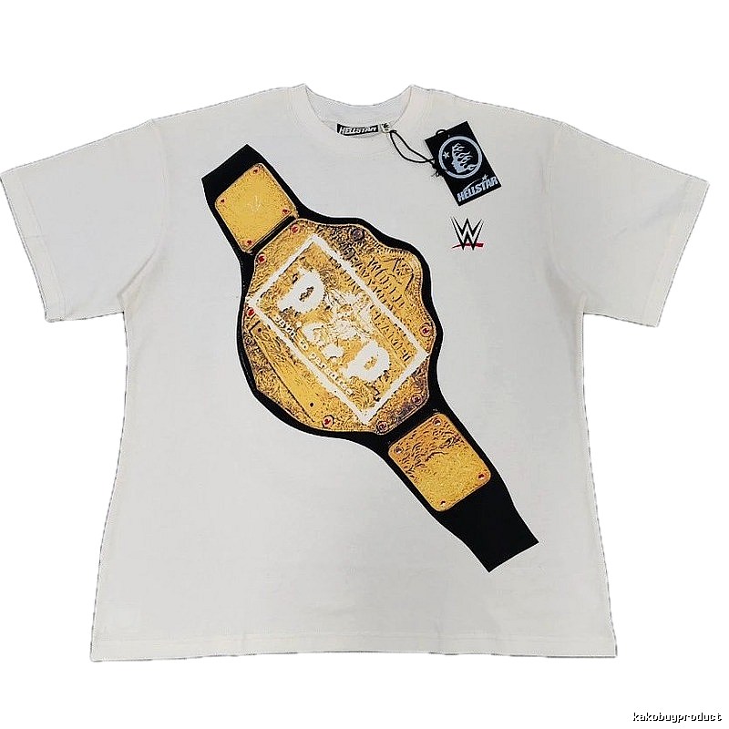 Hellstar WWE Gold Belt Street Style Off-White T-Shirt