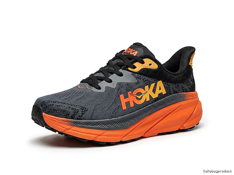 HOKA Trendy Cool Gray-Orange Athletic Shoes