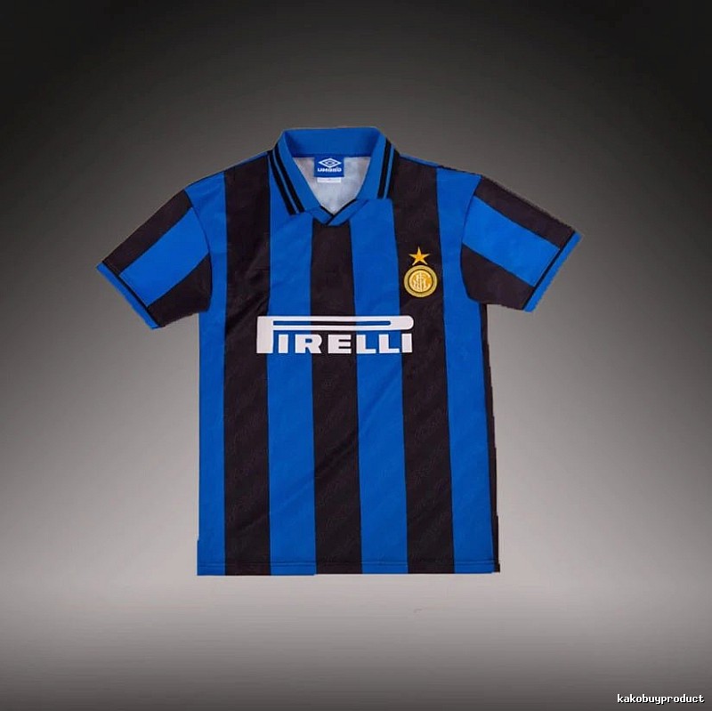 Inter Milan Lightweight Brehme #3 soccer jersey Blue Black Striped for Trend Styling