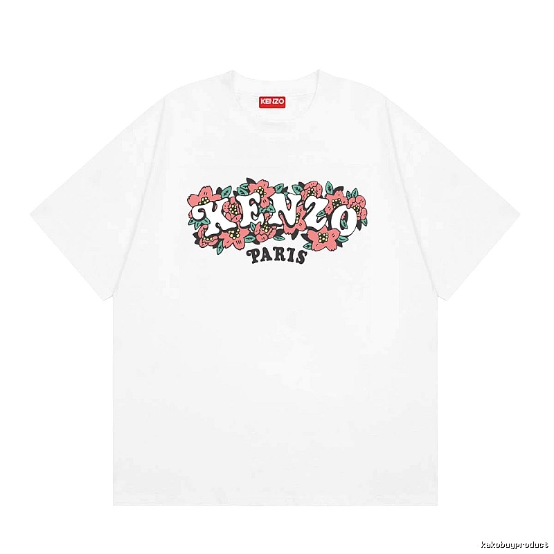 KENZO Floral Collection Street Style White Short-sleeve T-shirt