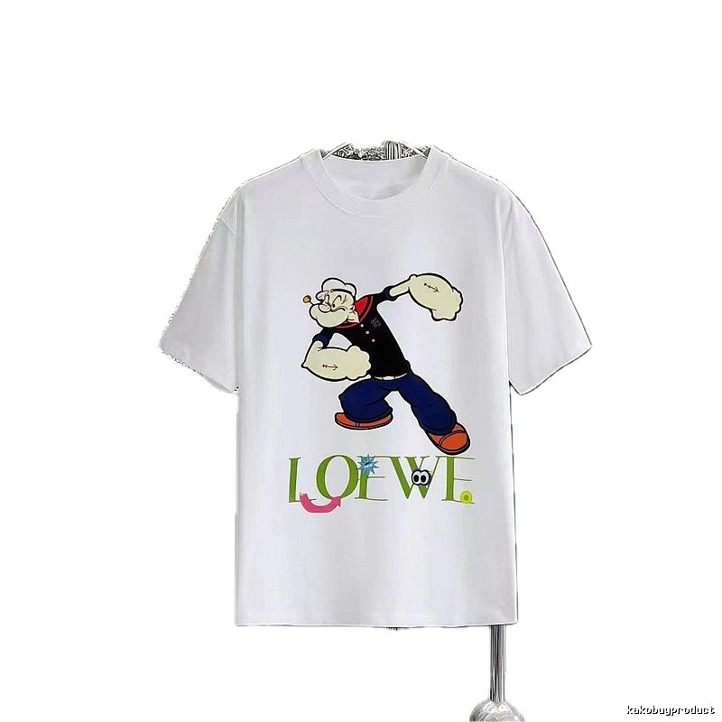 LOEWE Popeye Cartoon Casual White T-Shirt