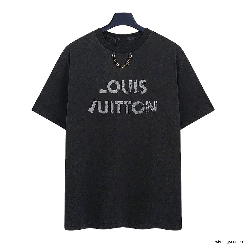 Louis Vuitton Distressed Print Cool Trendy Black T-Shirt