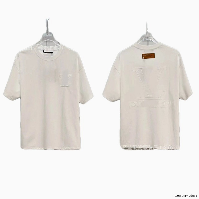 Louis Vuitton Embossed Minimalist Style White Short-sleeve T-shirt
