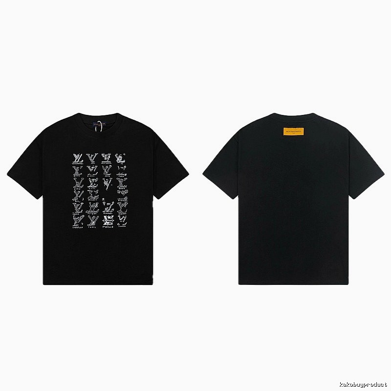 Louis Vuitton Graffiti Trend Style Black Short Sleeve T-Shirt