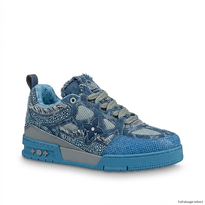 Louis Vuitton retro-style blue-gray sports shoes