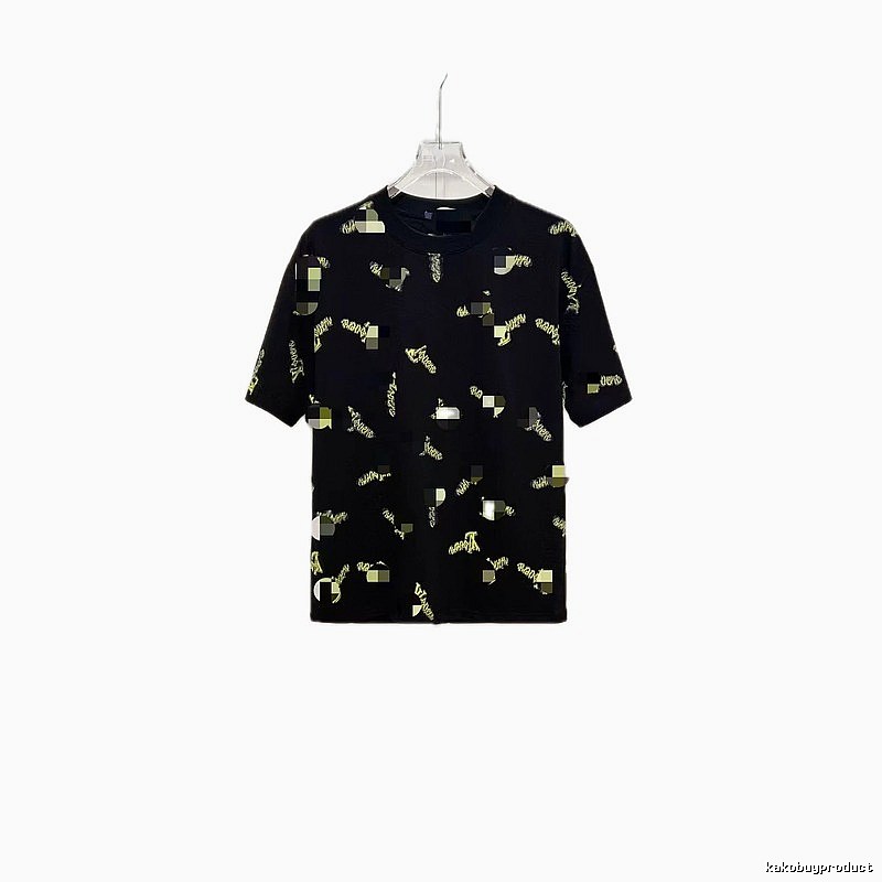 Louis Vuitton Trendy All-over Printed Black Short-sleeve T-shirt