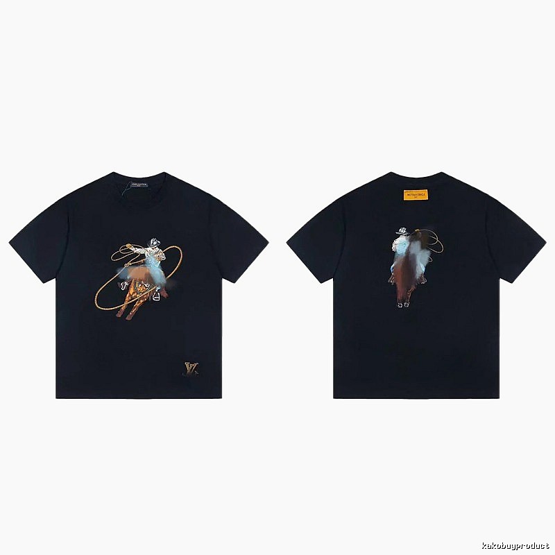 Louis Vuitton Western Cowboy Vintage Style Black T-Shirt