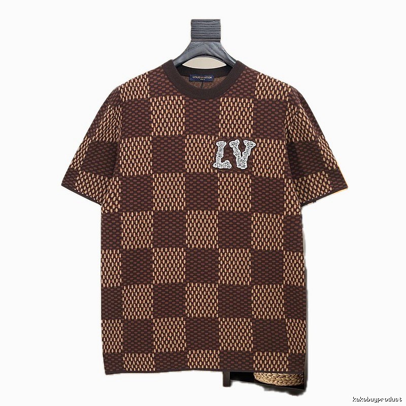 LV Checkered Fashion Short-sleeve Shirt