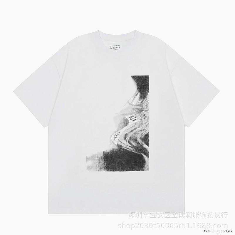 Maison Margiela Abstract Ink-wash Style White Short-sleeve T-shirt
