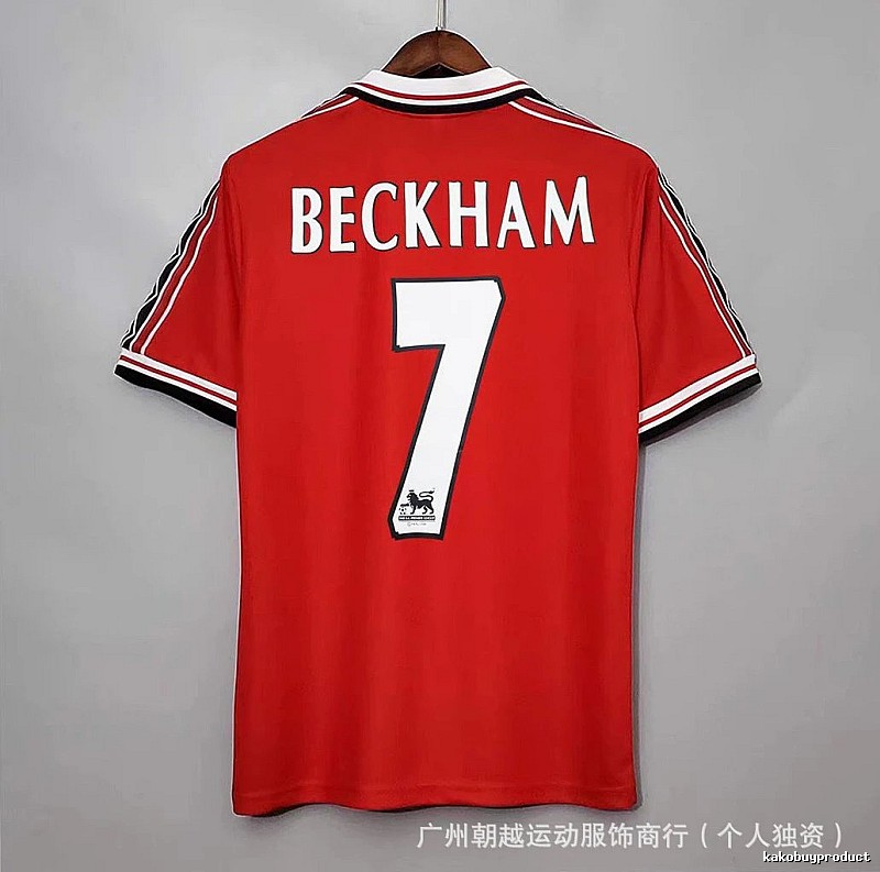 Manchester United Statement Beckham #7 soccer jersey White Black Retro for Outdoor Plans