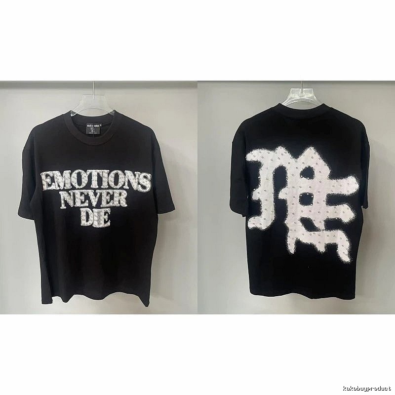 Mixed Emotion Rhinestone Street Style Black Short-sleeve T-shirt