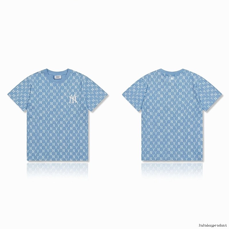 MLB full - print style light blue T - shirt