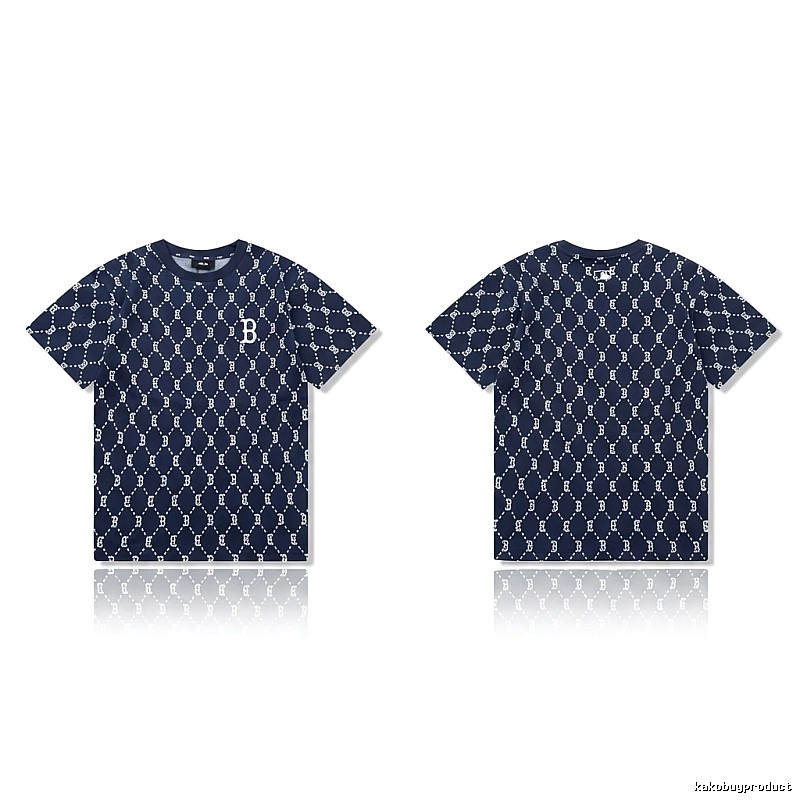 MLB full - printed style navy blue T - shirt