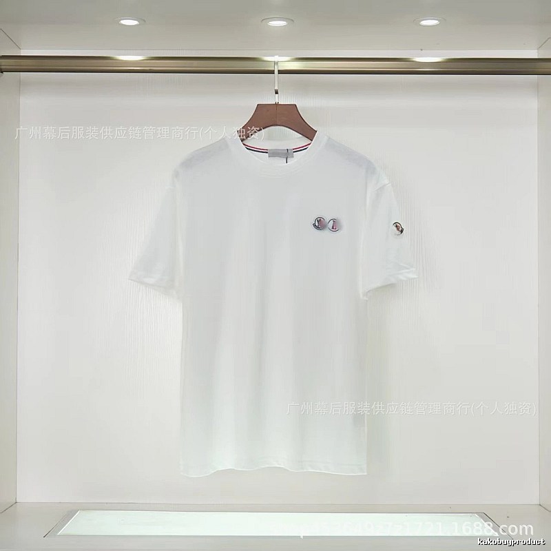 Moncler Badge Casual Style White T-Shirt